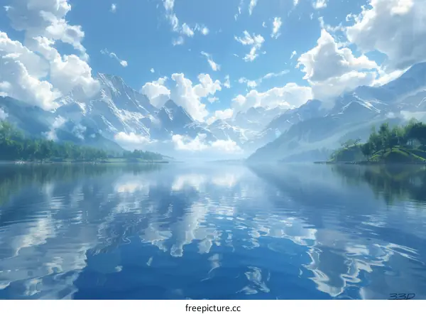 Mountain Lake Serenity: Tranquil Landscape