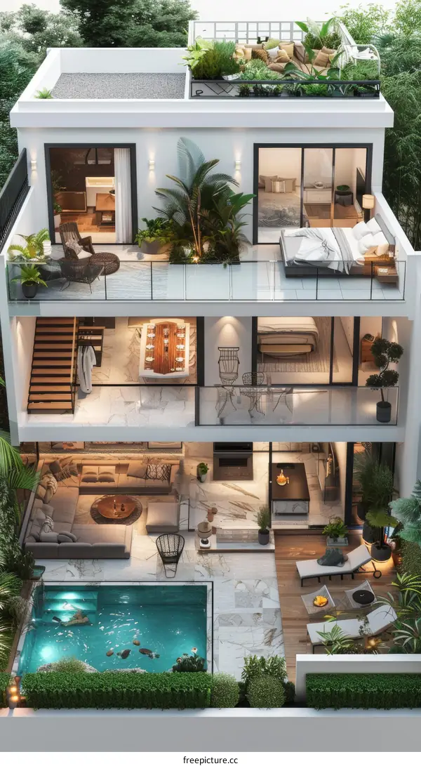 Large and comfortable duplex apartment featuring a modern and luxurious interior design