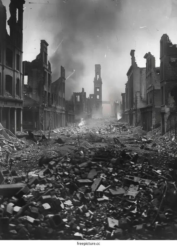 Post-war devastation in Ypres, Belgium, 1919