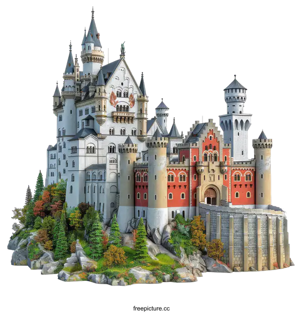 [Transparent Background PNG]Neuschwanstein Castle is a 19th-century palace in Bavaria, Germany