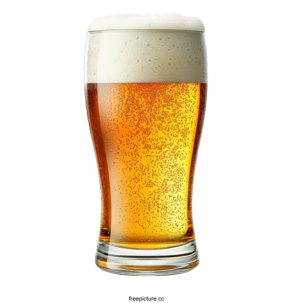 [Transparent Background PNG]Glass of Beer with Frothy Head