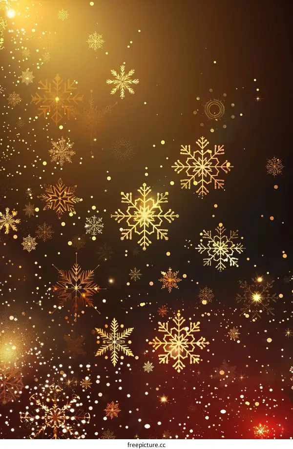 Golden snowflakes with dark background