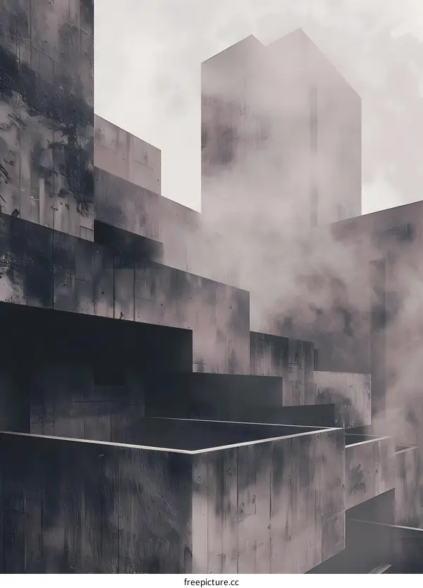 Abstract Architecture Concrete Fog Building Minimalist