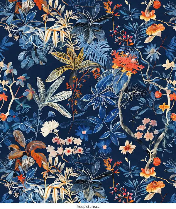 Blue Floral Pattern Background