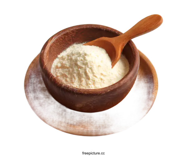[Transparent Background PNG]Wooden Bowl Filled with Powdered Foodstuff