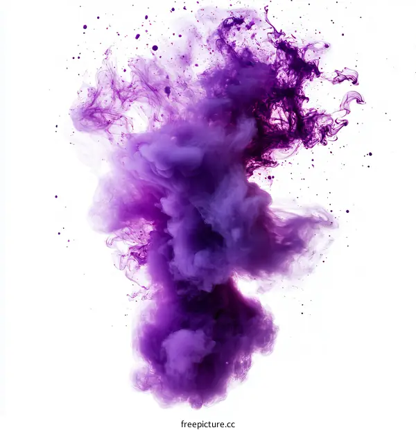Abstract Purple Ink Cloud on White Background