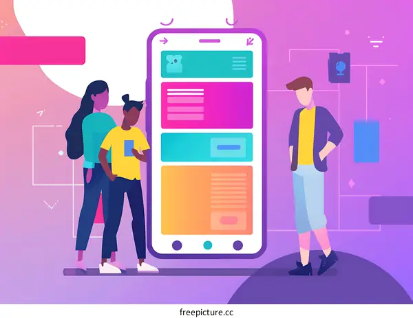 People Using A Mobile App On Phone