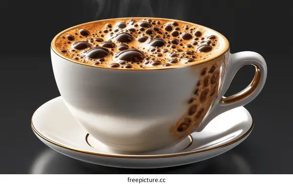 Close Up of a Hot Coffee Cup with Steam