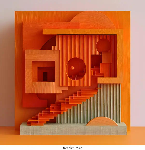 Abstract Geometric Composition with Orange and Green Tones