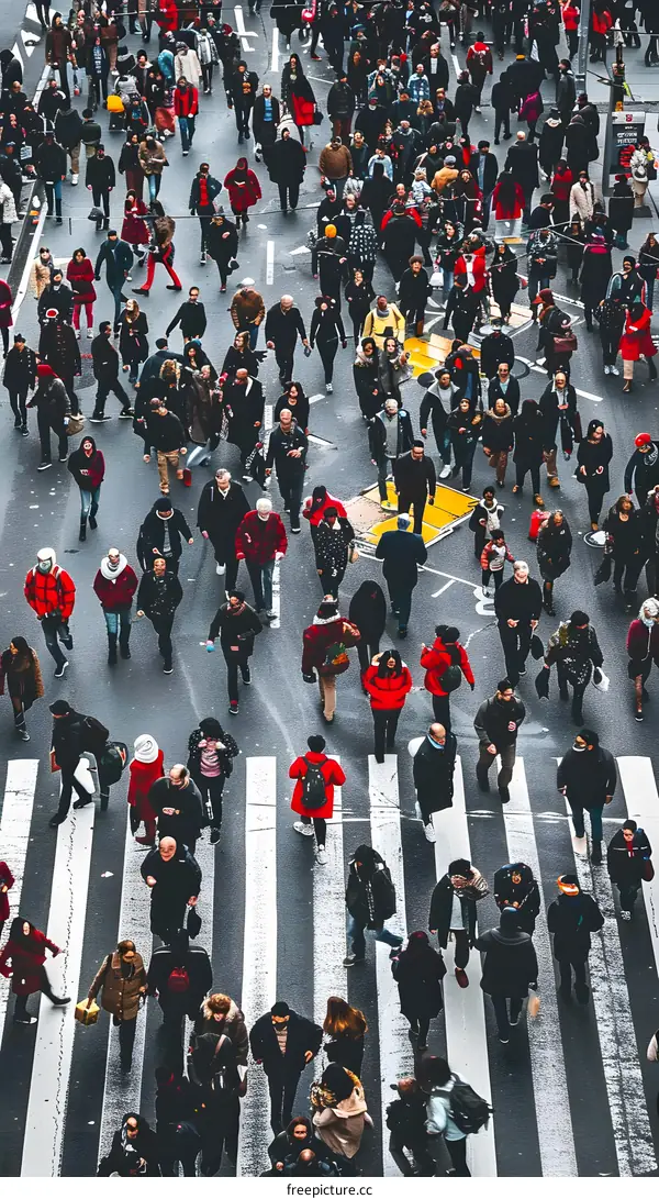 People Walking on a City Street with Crosswalk