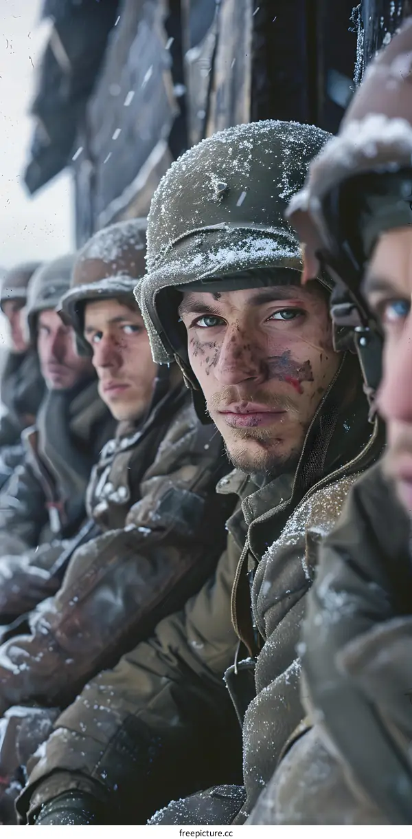 A group of soldiers in the snow