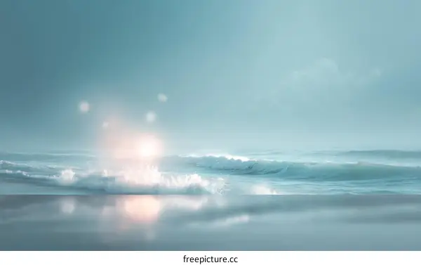 Misty Sunrise over the Ocean Waves