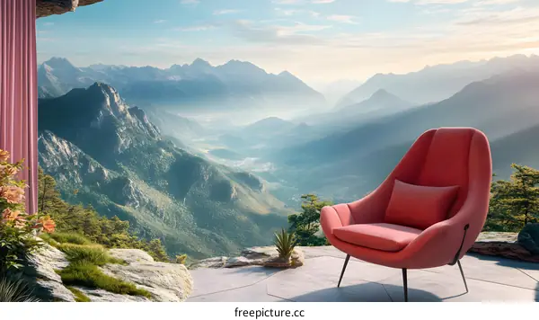 Modern Chair With Mountain View