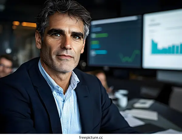 Businessman Looking Confidently At The Camera In Office Setting