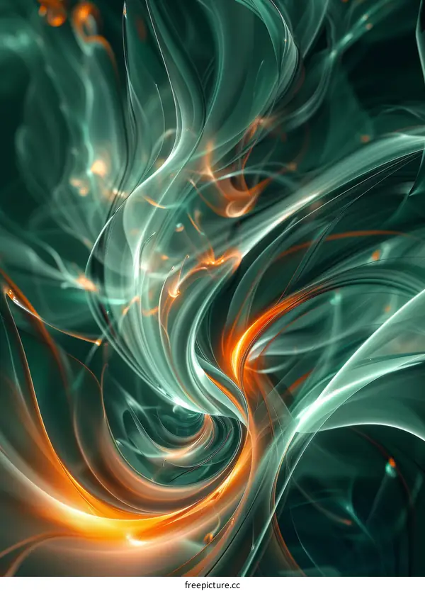 Green and Orange - Abstract Fluid Shapes