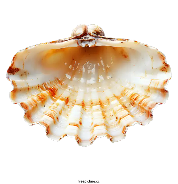 [Transparent Background PNG]Empty Scallop Shell on White Background