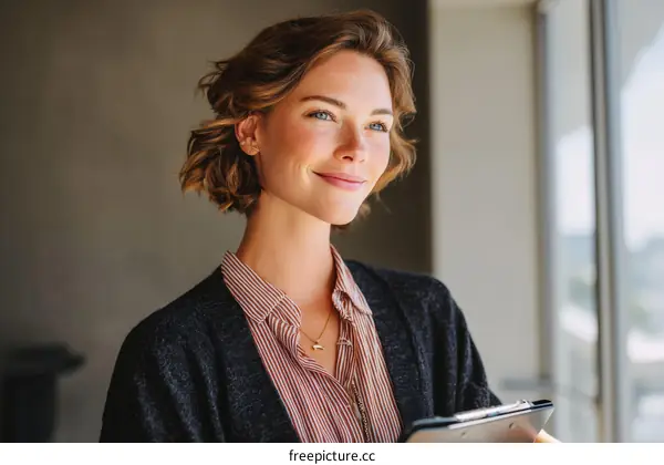 Business Woman Looking Through Window