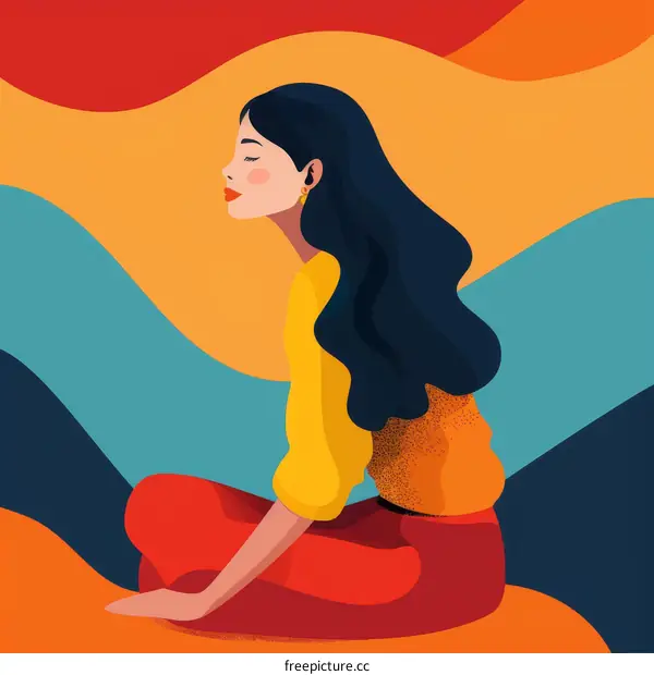 girl sitting cross legged with eyes closed