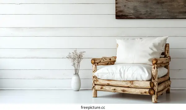 Rustic Wooden Chair in White Room