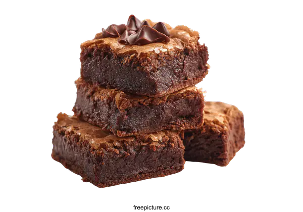 [Transparent Background PNG]Delicious Chocolate Brownies Stacked
