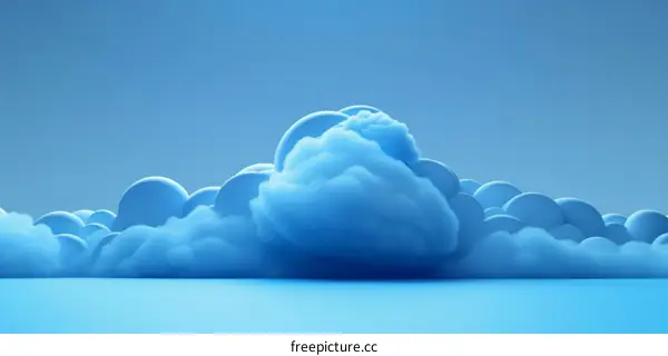 3D Fluffy Clouds in a Pastel Blue Sky