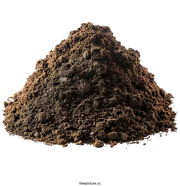 [Transparent Background PNG]Pile of Dark Brown Soil Texture Closeup
