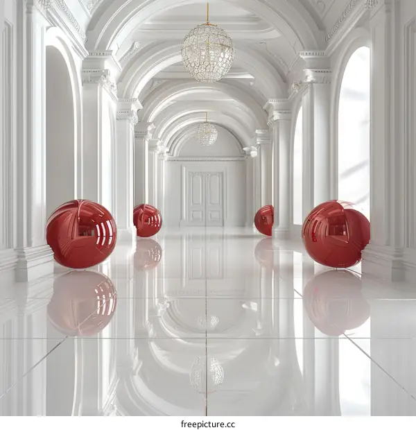 Three Spheres in a Gallery Room