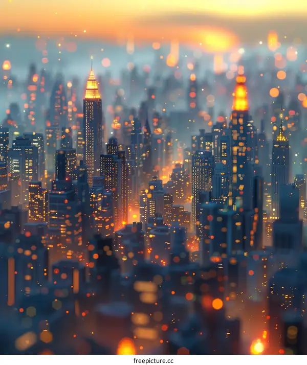 A Futuristic Cityscape at Sunset