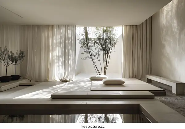 Minimalist Interior Design with Natural Light and a Courtyard