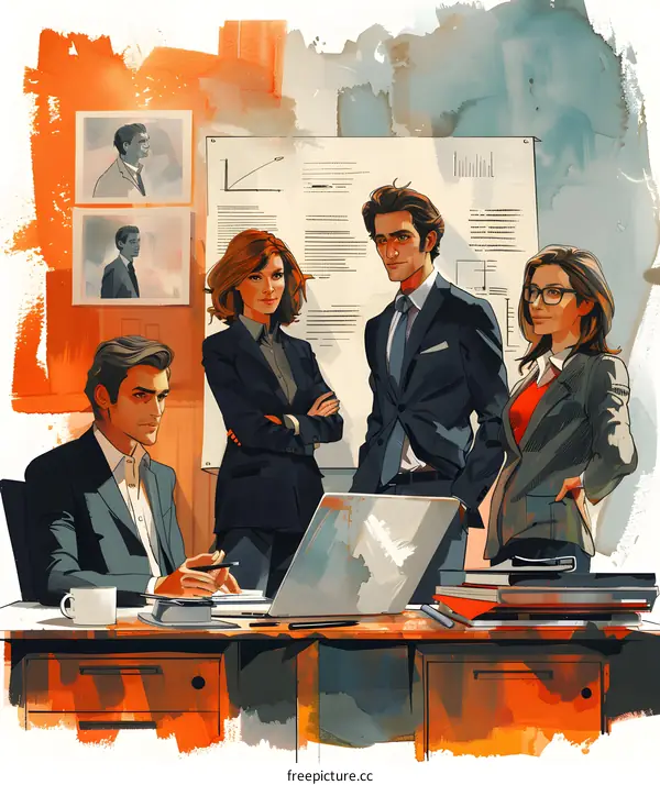 Confident business professionals in a meeting discussing ideas and strategies