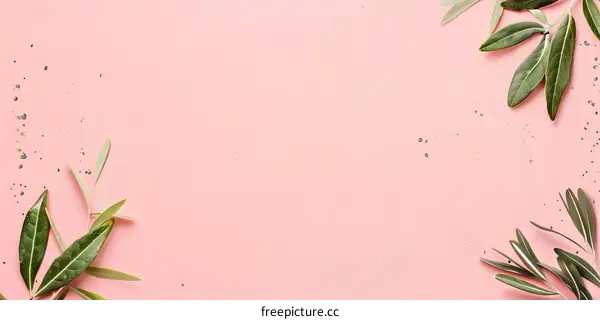 Pink Background with Green Leaves for Minimalist Design