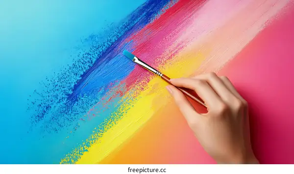 Colorful Brush Strokes and Artistic Hand
