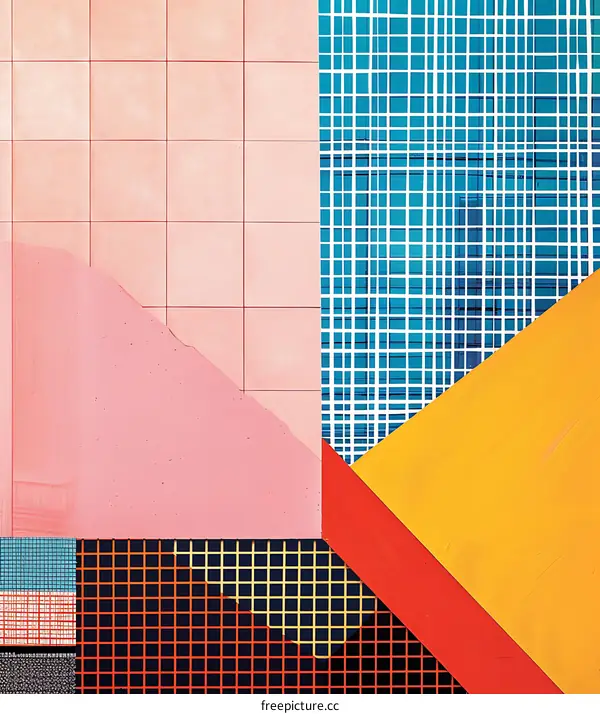 Abstract Geometric Shapes in Pink, Blue, Orange, and Red
