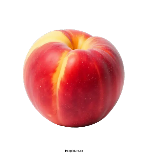 [Transparent Background PNG]Close Up of a Single Ripe Red Peach Isolated on transparent background