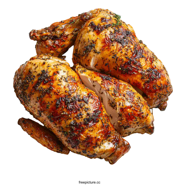 [Transparent Background PNG]Roasted Chicken on a Plate