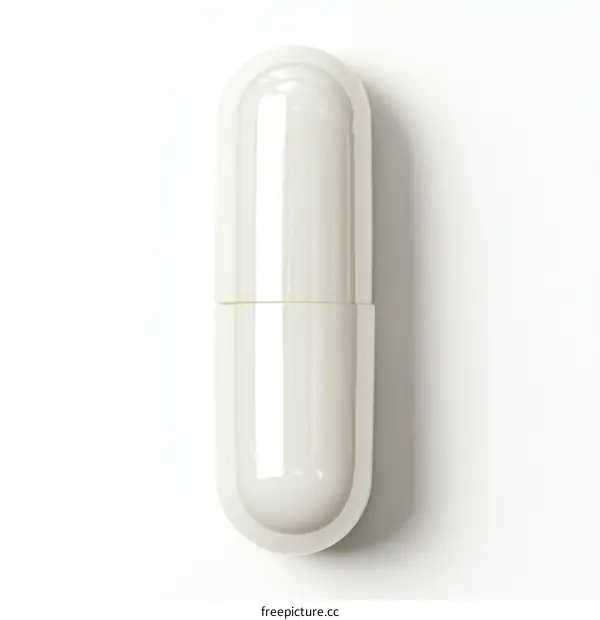 Single White Medicine Capsule Close-up