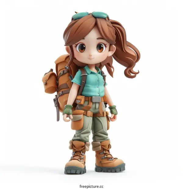 A Young Girl Hikes with Her Backpack in Nature