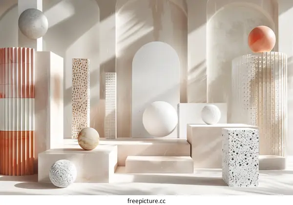 Modern Minimalist Geometric Display Scene