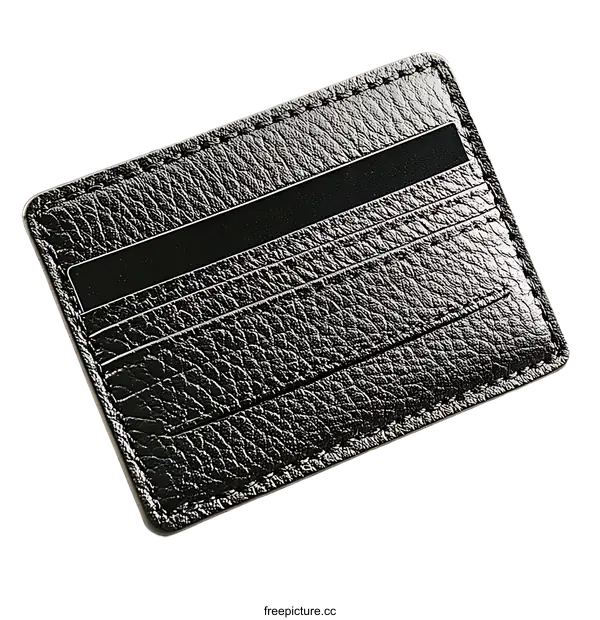 [Transparent Background PNG]Black Leather Card Wallet