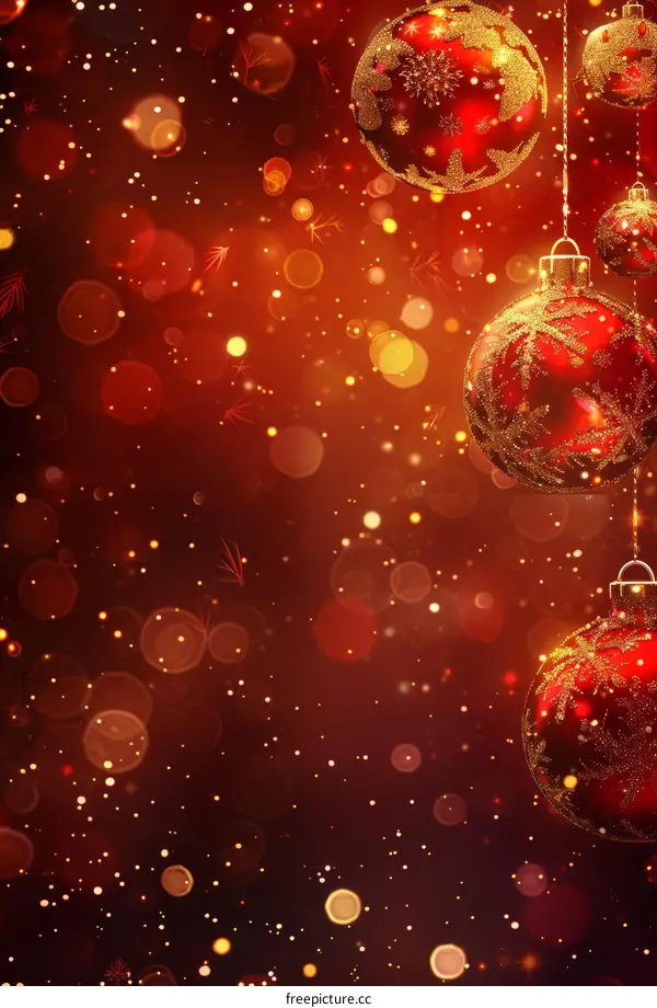 Red Christmas Decorations with Bokeh Background