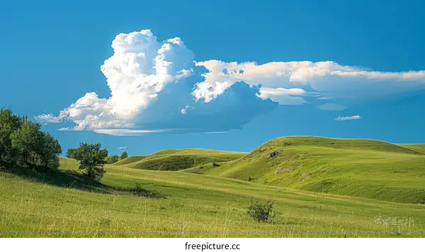 Rolling Green Hills and Blue Sky