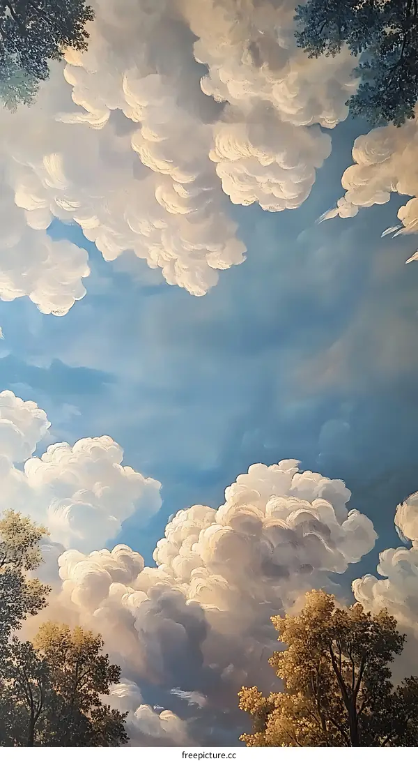 Clouds Painting, White Clouds, Blue Sky