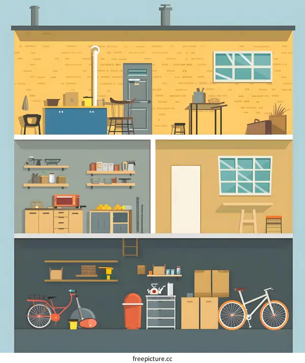 Cross Section View of a Building Interior