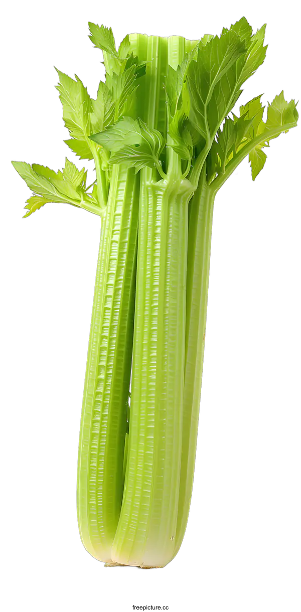 [Transparent Background PNG]Green Celery Stalks Isolated On White Background