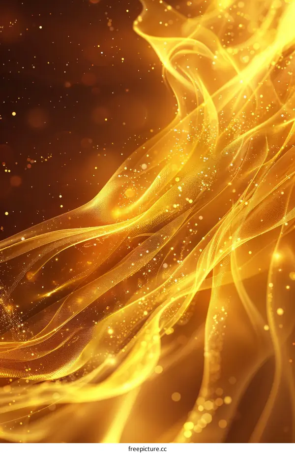 Abstract Golden Silk Ribbon Wave Background