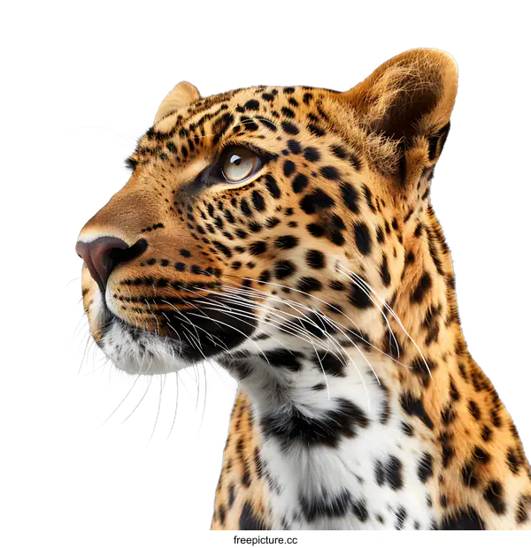 [Transparent Background PNG]Portrait of a Leopard Looking Up
