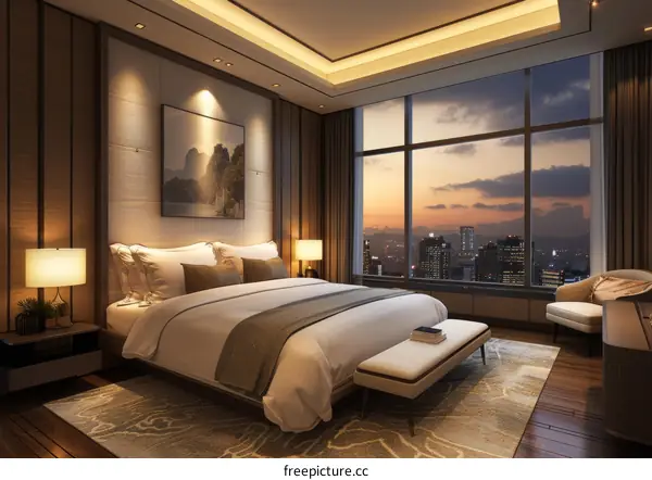 Luxury Modern Bedroom with City View