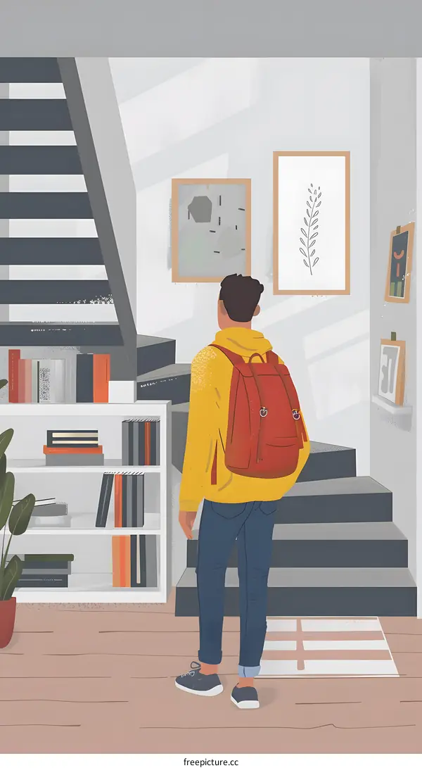 Man Standing In Front Of Stairs In A Home