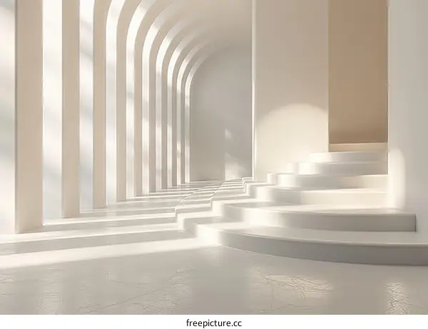 Modern Architecture with Curved Walls and Staircase