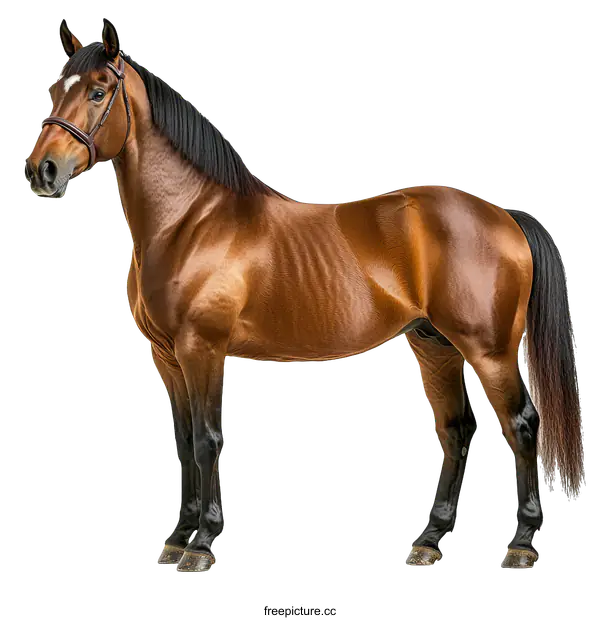 [Transparent Background PNG]Brown Horse Portrait Isolated on White Background